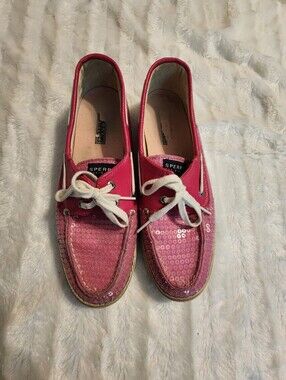 SPERRY pink Sequin Boat Shoes